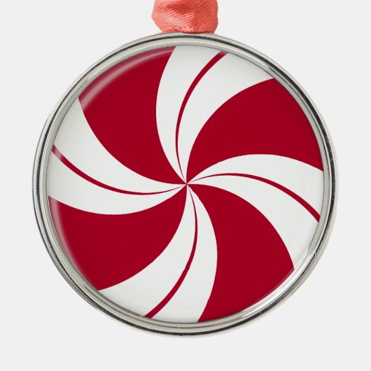 Peppermint Swirl Stripe Candy Silbernes Ornament (Vorne)