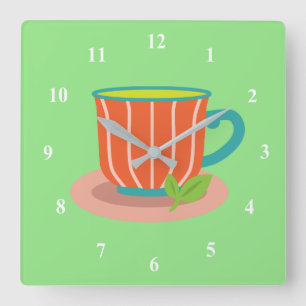 Peppermint tea for tea lovers quadratische wanduhr