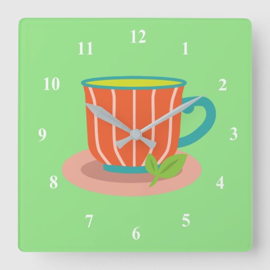Peppermint tea for tea lovers quadratische wanduhr (Vorderseite)