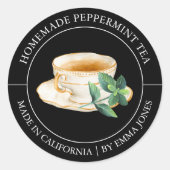 Peppermint Tea Modernes Label Runder Aufkleber (Vorderseite)