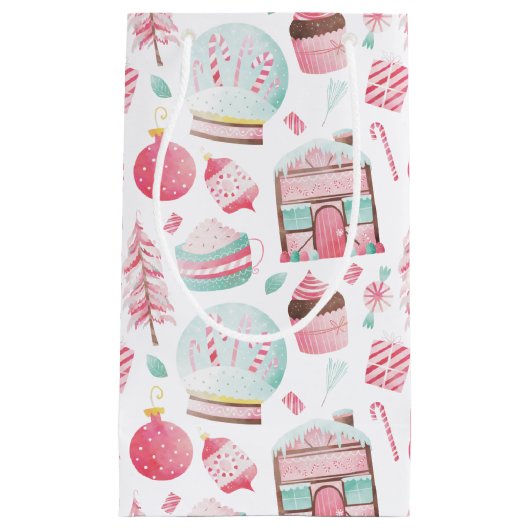 Peppermint Watercolor Weihnachtsgeschenktasche Kleine Geschenktüte (Vorderseite)