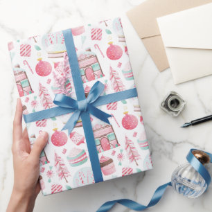 Peppermint Watercolor Weihnachtswrapping Paper Geschenkpapier