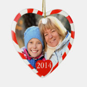 Peppermint Weihnachts-Herz-Foto Keramik Ornament (Rechts)