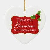 Peppermint Weihnachts-Herz-Foto Keramik Ornament (Hinten)