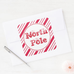 Peppermint Weihnachts-Nordpol-Geschenke Tags Stick Quadratischer Aufkleber