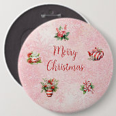 Peppermint Weihnachtsgebäck Party Rosa Schneeflock Button (Vorne & Hinten)