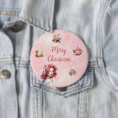 Peppermint Weihnachtsgebäck Party Rosa Schneeflock Button (Beispiel)