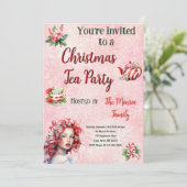 Peppermint Weihnachtsgebäck Party Rosa Schneeflock Einladung (Stehend Vorderseite)