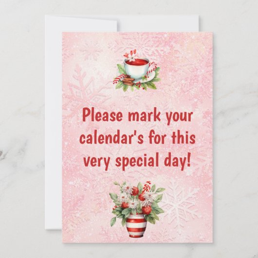 Peppermint Weihnachtsgebäck Party Rosa Schneeflock Einladung (Rückseite)