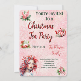 Peppermint Weihnachtsgebäck Party Rosa Schneeflock Feiertagskarte