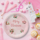 Peppermint Weihnachtsgebäck Party Rosa Schneeflock Pappteller (Party)