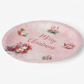 Peppermint Weihnachtsgebäck Party Rosa Schneeflock Pappteller (Schrägansicht)