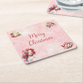 Peppermint Weihnachtsgebäck Party Rosa Schneeflock Rechteckiger Pappuntersetzer (angewinkelt)