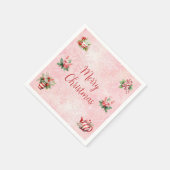 Peppermint Weihnachtsgebäck Party Rosa Schneeflock Serviette (Ecke)