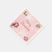 Peppermint Weihnachtsgebäck Party Rosa Schneeflock Serviette (Ecke)