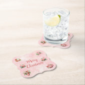 Peppermint Weihnachtsgebäck Party Rosa Schneeflock Untersetzer (Vor Ort)