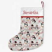 Peppermint Weihnachtspinguine Personalisierter Nam Kleiner Weihnachtsstrumpf (Rückseite)