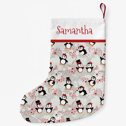 Peppermint Weihnachtspinguine Personalisierter Nam Kleiner Weihnachtsstrumpf (Rückseite)