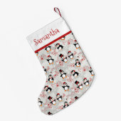 Peppermint Weihnachtspinguine Personalisierter Nam Kleiner Weihnachtsstrumpf (Rückseite (Hängend))