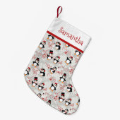 Peppermint Weihnachtspinguine Personalisierter Nam Kleiner Weihnachtsstrumpf (Vorderansicht (hängend))