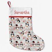 Peppermint Weihnachtspinguine Personalisierter Nam Kleiner Weihnachtsstrumpf (Vorderseite)
