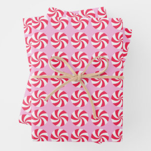 Peppermint Weihnachtsrosa Geschenkpapier Set