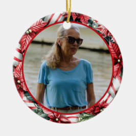 Peppermint Wreath ANY Photo Keramik Ornament