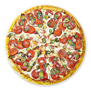 Pepperoni-Käse-Pizza-Küchenschrank-Griff Keramikknauf