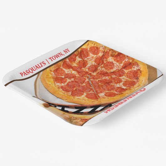 Pepperoni Käse Pizza Restaurant NAME Pappteller (Gewinkelt)