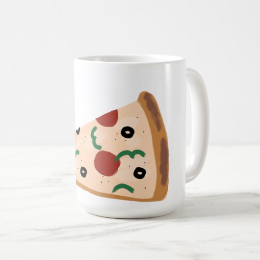 Pepperoni Oliven- und Grüner-Pfeffer-Pizza-Scheibe Kaffeetasse (VorderseiteRechts)