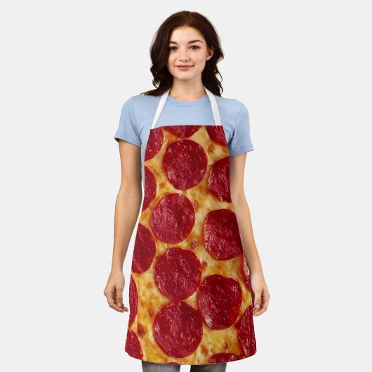 Pepperoni Pizza All-Over Print Schürze, Medium Schürze (Getragen)