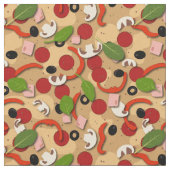 Pepperoni Pizza Cartoon Pattern Stoff (Nahaufnahme)