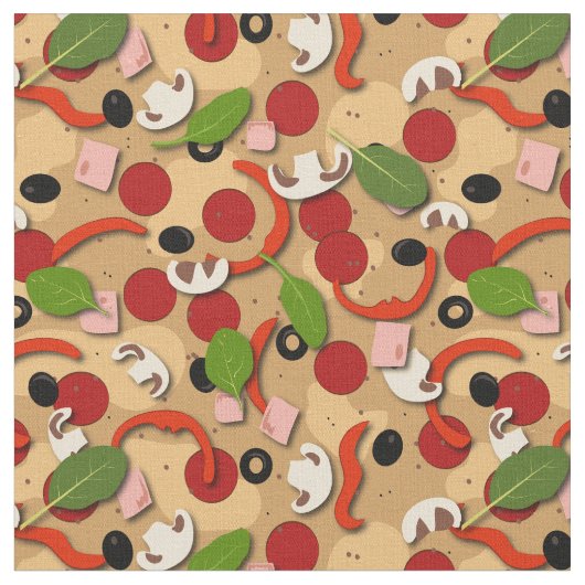 Pepperoni Pizza Cartoon Pattern Stoff (Nahaufnahme)