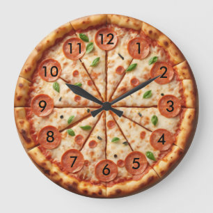 Pepperoni Pizza Clock - Italienische Pizza Große Wanduhr