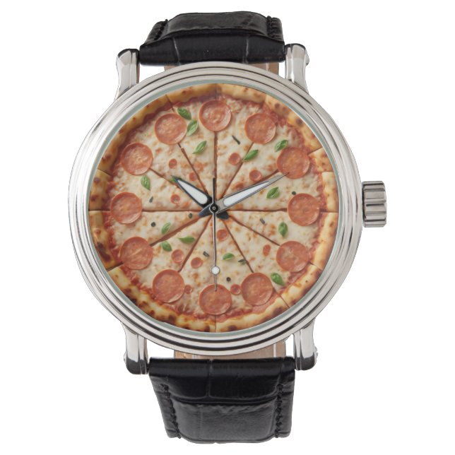 Pepperoni Pizza Clock - Wurst halten die Zahlen Armbanduhr (Vorderseite)