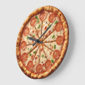 Pepperoni Pizza Clock - Wurst halten die Zahlen Große Wanduhr (Winkel)