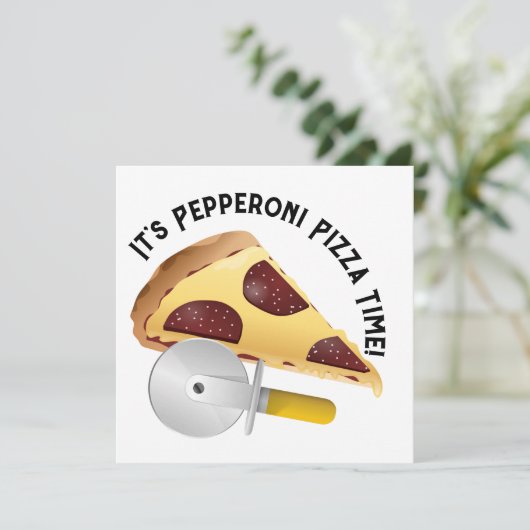 Pepperoni Pizza Day Einladung (Stehend Vorderseite)