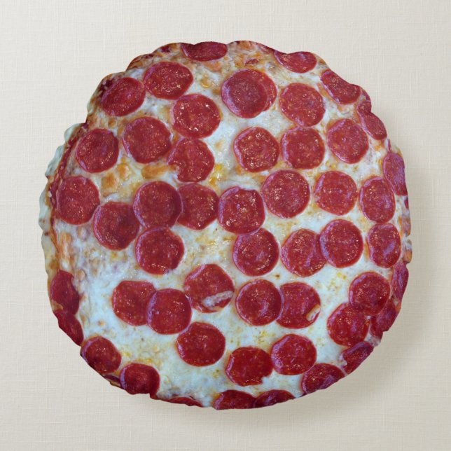 Pepperoni Pizza Foto Rundes Kissen (Vorderseite)