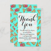 Pepperoni Pizza French Fries Foodie Watercolor Dankeskarte (Vorne/Hinten)