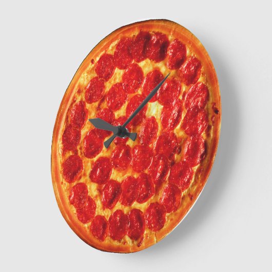 Pepperoni Pizza Große Wanduhr (Winkel)