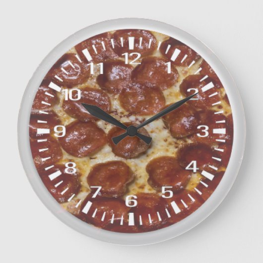 Pepperoni Pizza Große Wanduhr (Vorderseite)