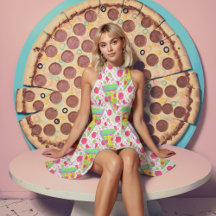 Pepperoni pizza in 90s colors 