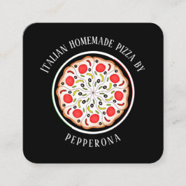 Pepperoni Pizza Italienische Fahne schwarz berufli Quadratische Visitenkarte