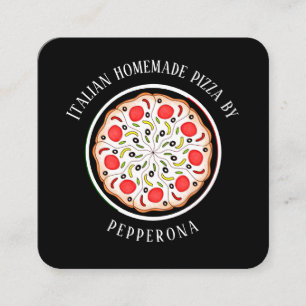 Pepperoni Pizza Italienische Fahne schwarz berufli Quadratische Visitenkarte