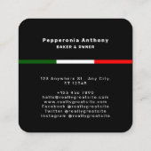 Pepperoni Pizza Italienische Fahne schwarz berufli Quadratische Visitenkarte (Rückseite)