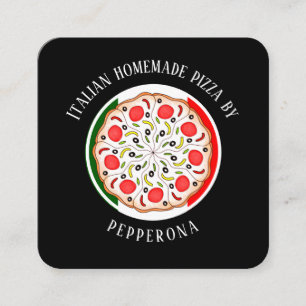 Pepperoni-Pizza Italienische Flagge schwarz profes Quadratische Visitenkarte