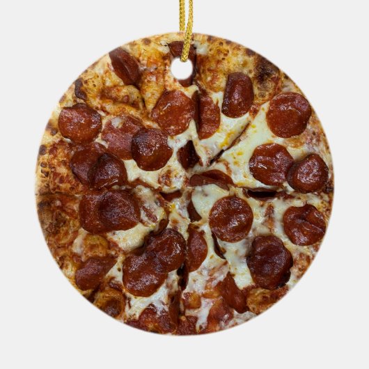 Pepperoni Pizza Keramik Ornament (Vorne)