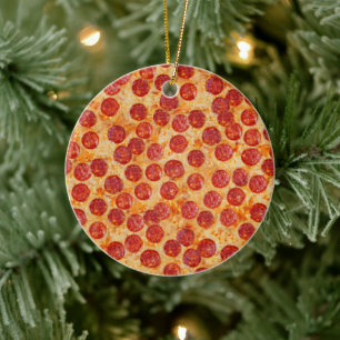 Pepperoni Pizza Keramik Ornament