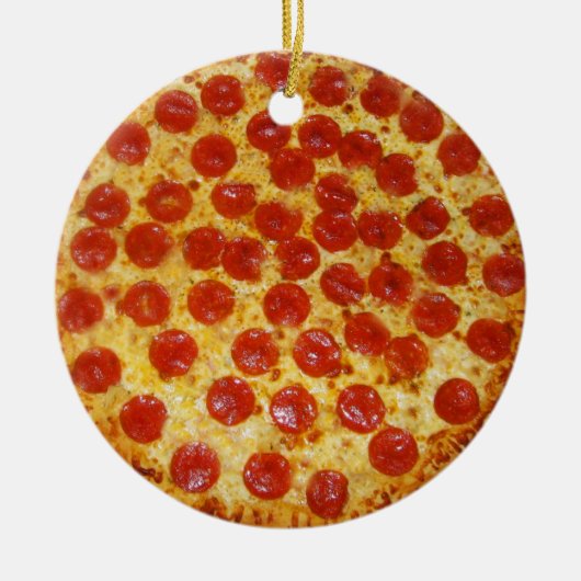 Pepperoni Pizza Keramik Ornament (Vorne)