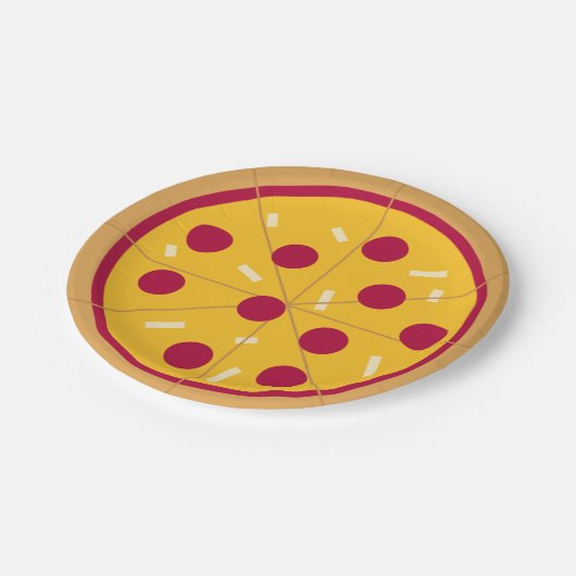 Pepperoni-Pizza-Kindergeburtstag Pappteller (Schrägansicht)